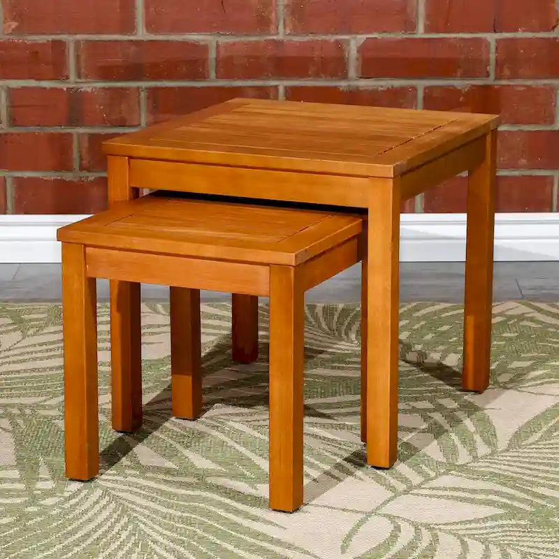 DTY Outdoor Living Lot de 2 tables gigognes Eucalyptus Longs Peak, Huile naturelle