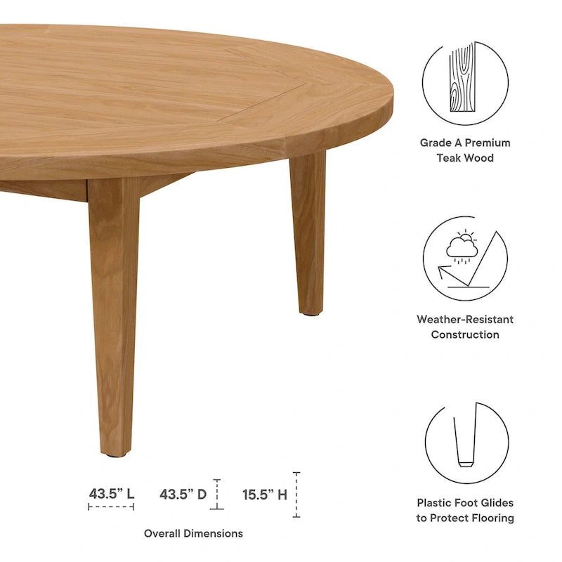 Table basse d'extérieur en teck de Brisbane
