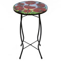 19 Red Floral Poppies Glass Patio Side Table