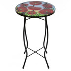 19 Red Floral Poppies Glass Patio Side Table