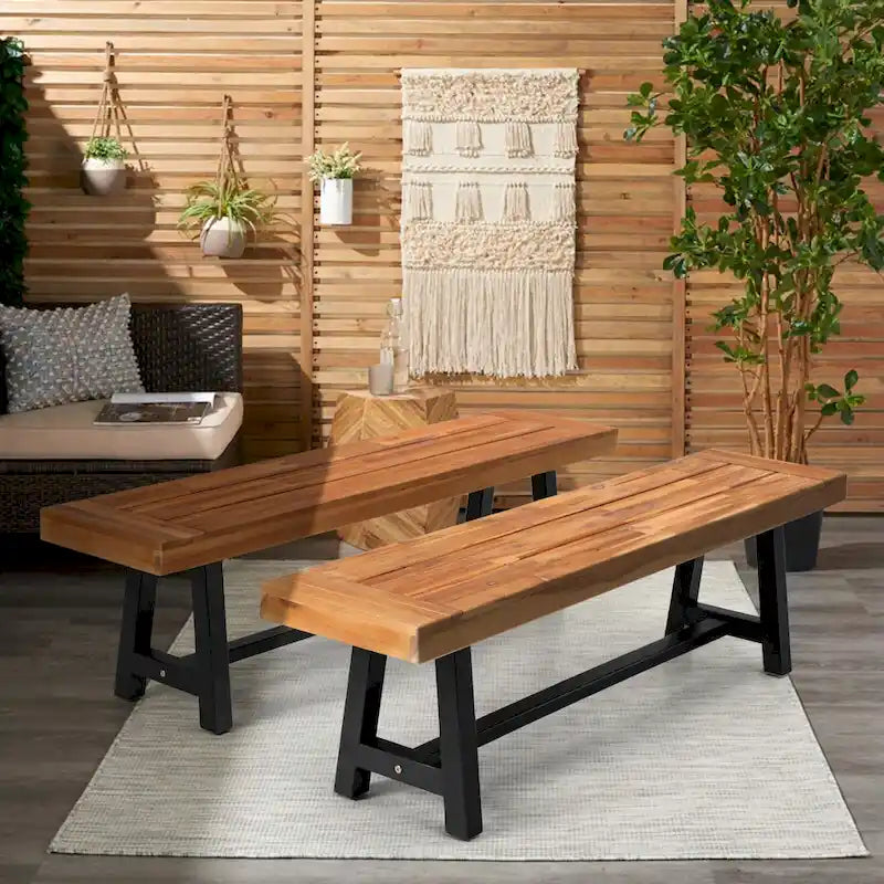 MAISON ARTS Bancs de Jardin en Bois 2 Pièces, 2 Bancs en Bois