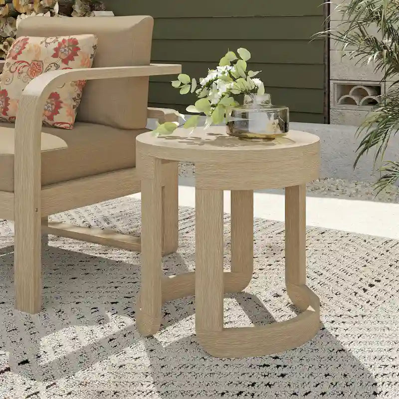 Table basse Corvus Manati ronde 20 pouces en bois d'acacia