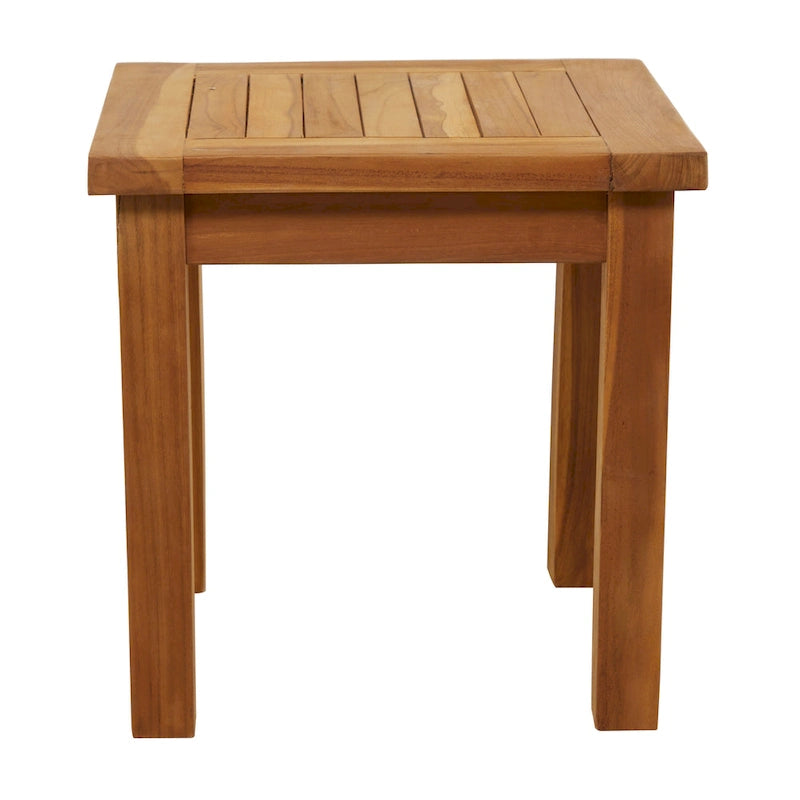 Teak Wood Slatted Outdoor Accent Table - Brown - Roche River Decor - 18Wx19Lx18H