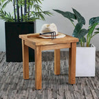 Table d'appoint d'extérieur à lattes en bois de teck - Marron - Roche River Decor - 45,7Lx48,3Px45,7H cm