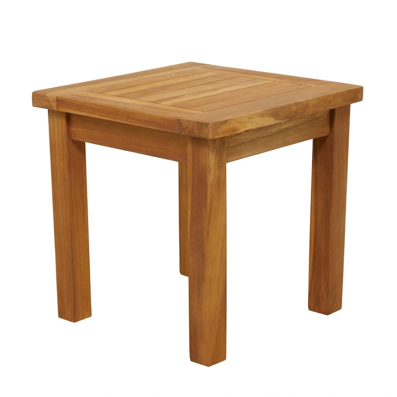 Table d'appoint d'extérieur à lattes en bois de teck - Marron - Roche River Decor - 45,7Lx48,3Px45,7H cm