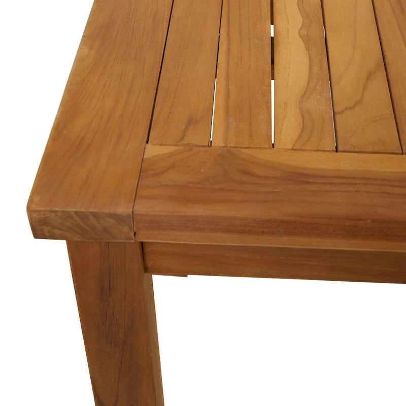 Table d'appoint d'extérieur à lattes en bois de teck - Marron - Roche River Decor - 45,7Lx48,3Px45,7H cm