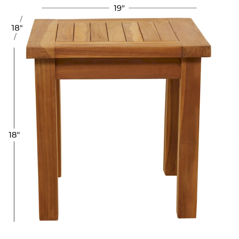 Table d'appoint d'extérieur à lattes en bois de teck - Marron - Roche River Decor - 45,7Lx48,3Px45,7H cm