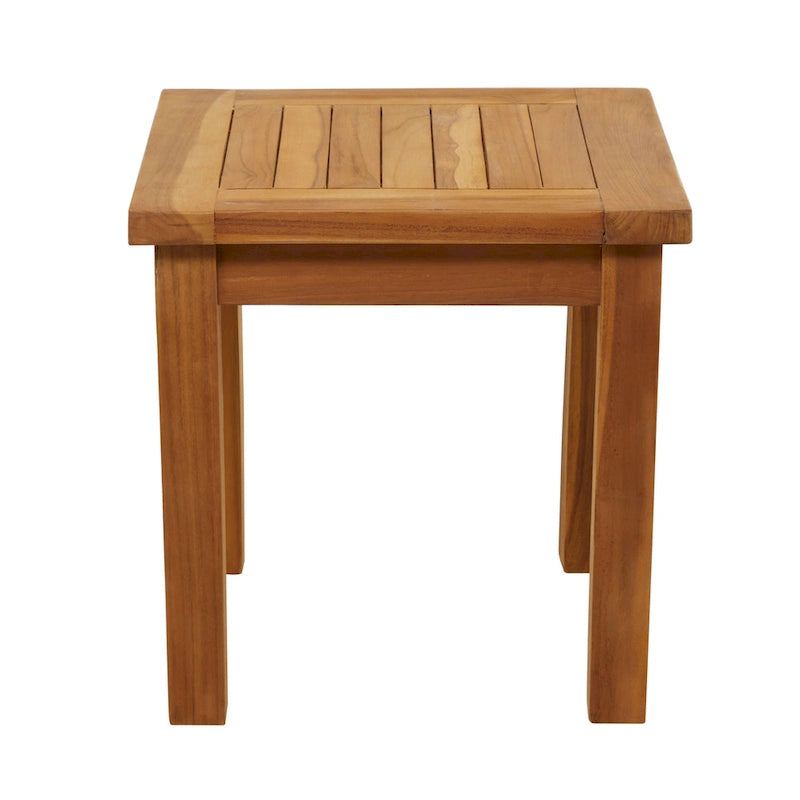 Table d'appoint d'extérieur à lattes en bois de teck - Marron - Roche River Decor - 45,7Lx48,3Px45,7H cm