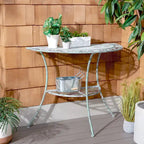 SAFAVIEH Outdoor Jaquelin Table d'appoint victorienne à 2 niveaux en fer – 39 L x 21 P x 32 H – 39Lx21Px32H