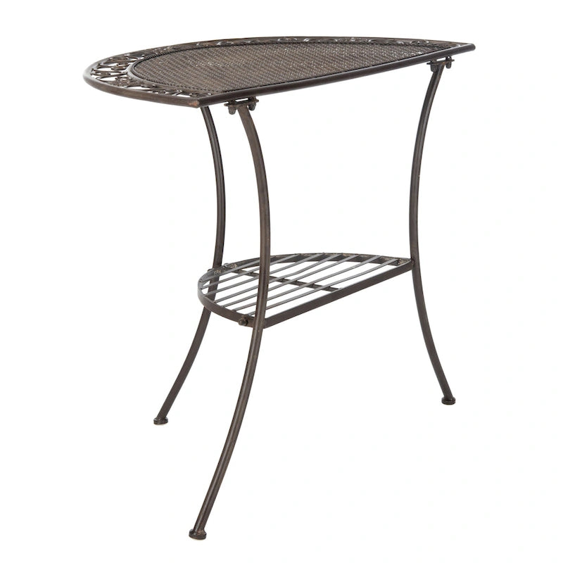 SAFAVIEH Outdoor Jaquelin Table d'appoint victorienne à 2 niveaux en fer – 39 L x 21 P x 32 H – 39Lx21Px32H