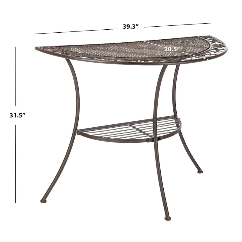 SAFAVIEH Outdoor Jaquelin Table d'appoint victorienne à 2 niveaux en fer – 39 L x 21 P x 32 H – 39Lx21Px32H