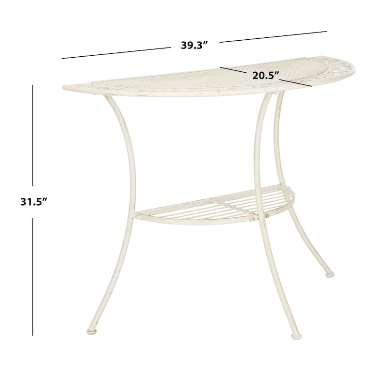 SAFAVIEH Outdoor Jaquelin Table d'appoint victorienne à 2 niveaux en fer – 39 L x 21 P x 32 H – 39Lx21Px32H