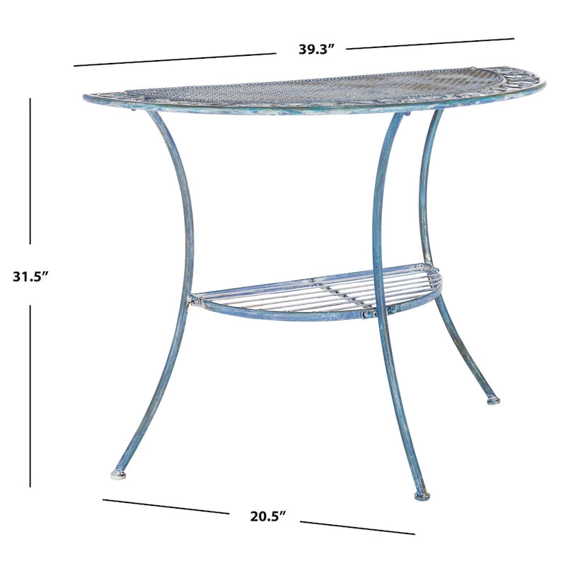 SAFAVIEH Outdoor Jaquelin Table d'appoint victorienne à 2 niveaux en fer – 39 L x 21 P x 32 H – 39Lx21Px32H