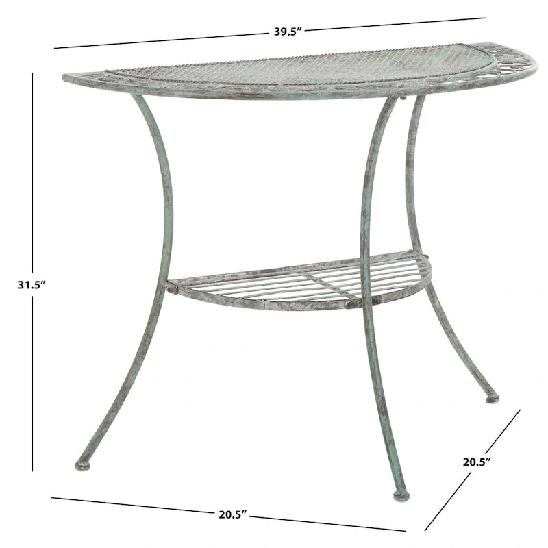 SAFAVIEH Outdoor Jaquelin Table d'appoint victorienne à 2 niveaux en fer – 39 L x 21 P x 32 H – 39Lx21Px32H