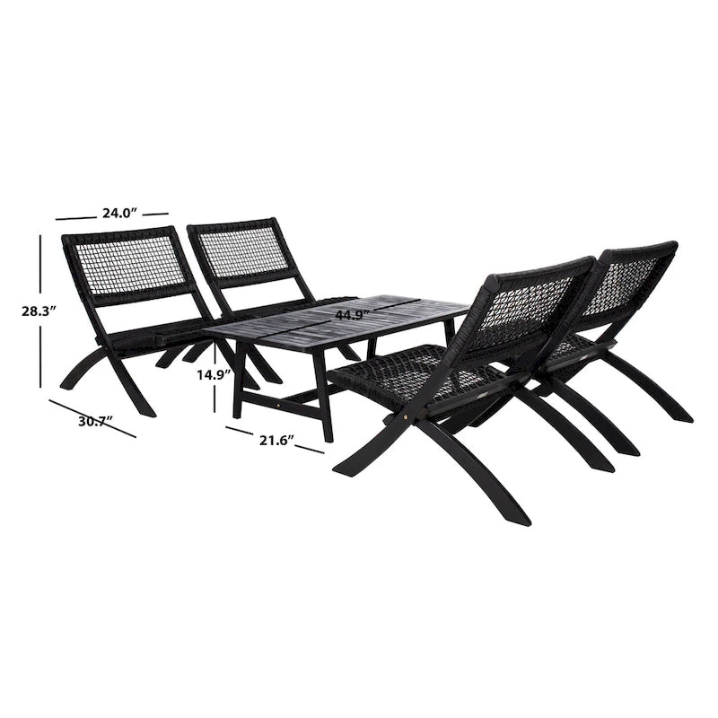 SAFAVIEH Ensemble café Almine 5 pièces en bois d'acacia – 24Px45Lx28H