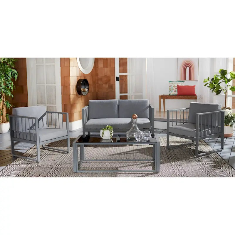 SAFAVIEH Ensemble de salon d'extérieur 4 pièces Severa - 49L x 28P x 25H