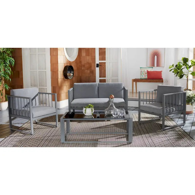 SAFAVIEH Outdoor Severa 4-Piece Living Set - 49W x 28D x 25H