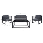 SAFAVIEH Ensemble de salon d'extérieur 4 pièces Severa - 49L x 28P x 25H