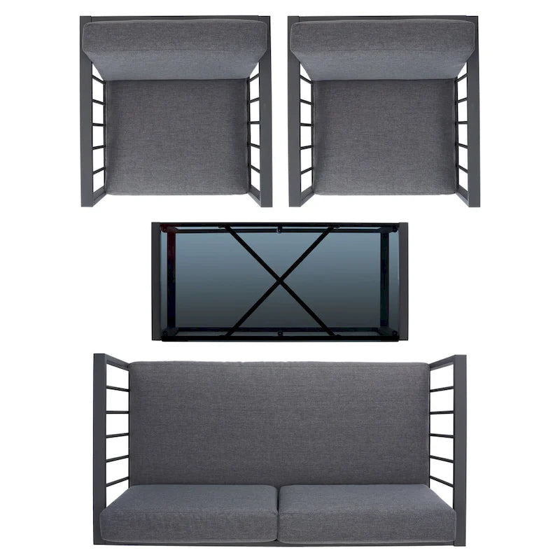 SAFAVIEH Ensemble de salon d'extérieur 4 pièces Severa - 49L x 28P x 25H