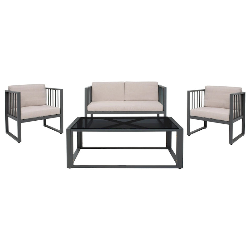 SAFAVIEH Ensemble de salon d'extérieur 4 pièces Severa - 49L x 28P x 25H