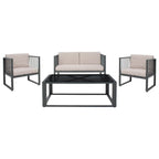 SAFAVIEH Ensemble de salon d'extérieur 4 pièces Severa - 49L x 28P x 25H