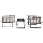 SAFAVIEH Ensemble de salon d'extérieur 4 pièces Severa - 49L x 28P x 25H