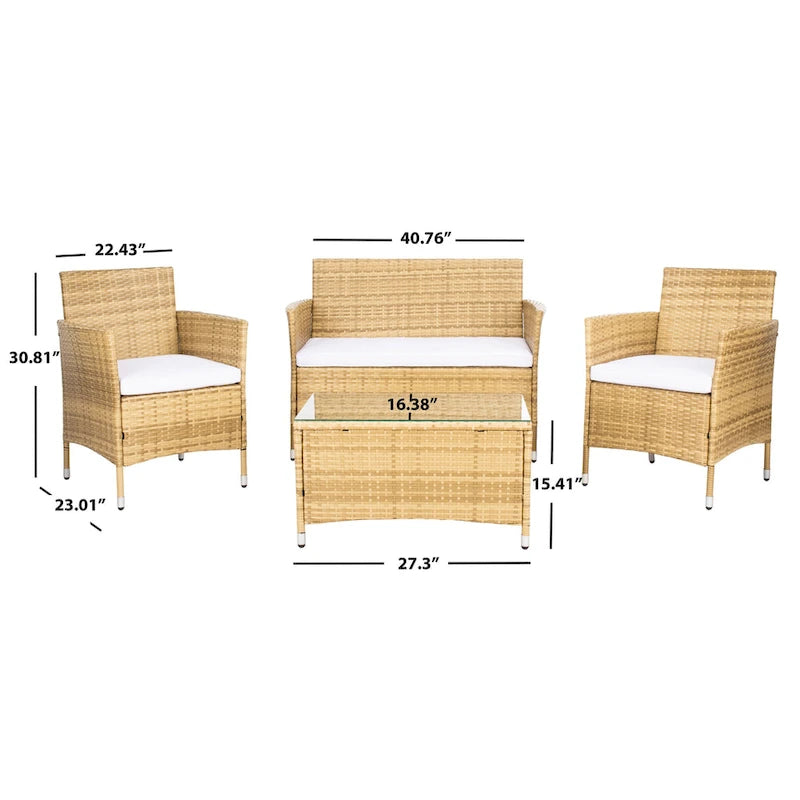 Ensemble de conversation d'extérieur 4 pièces Tamya de SAFAVIEH - 41L x 31P x 23H