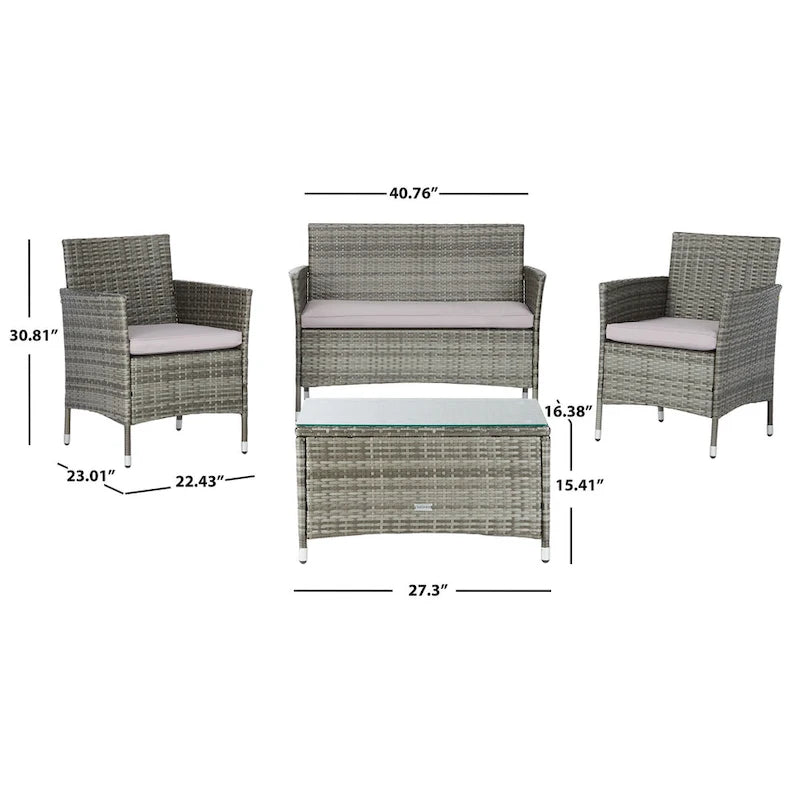 Ensemble de conversation d'extérieur 4 pièces Tamya de SAFAVIEH - 41L x 31P x 23H