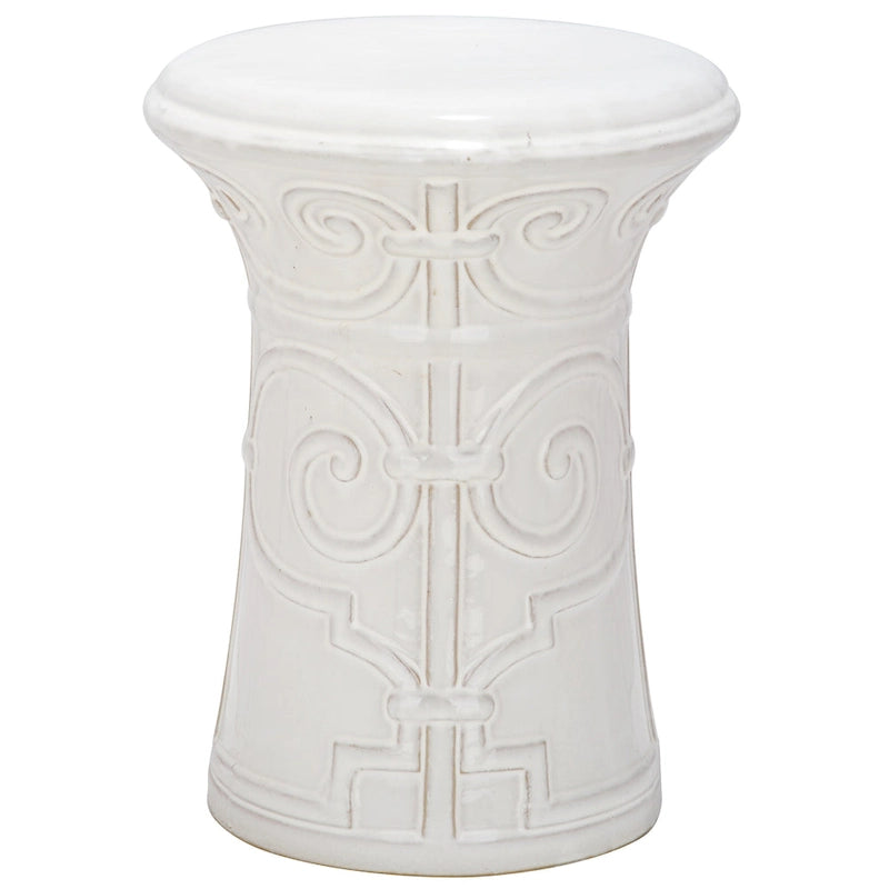 SAFAVIEH Paradise Nafiye Zoe White Ceramic Decorative Garden Stool