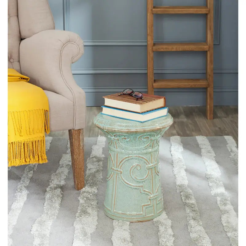 Tabouret de jardin décoratif en céramique blanc SAFAVIEH Paradise Nafiye Zoe