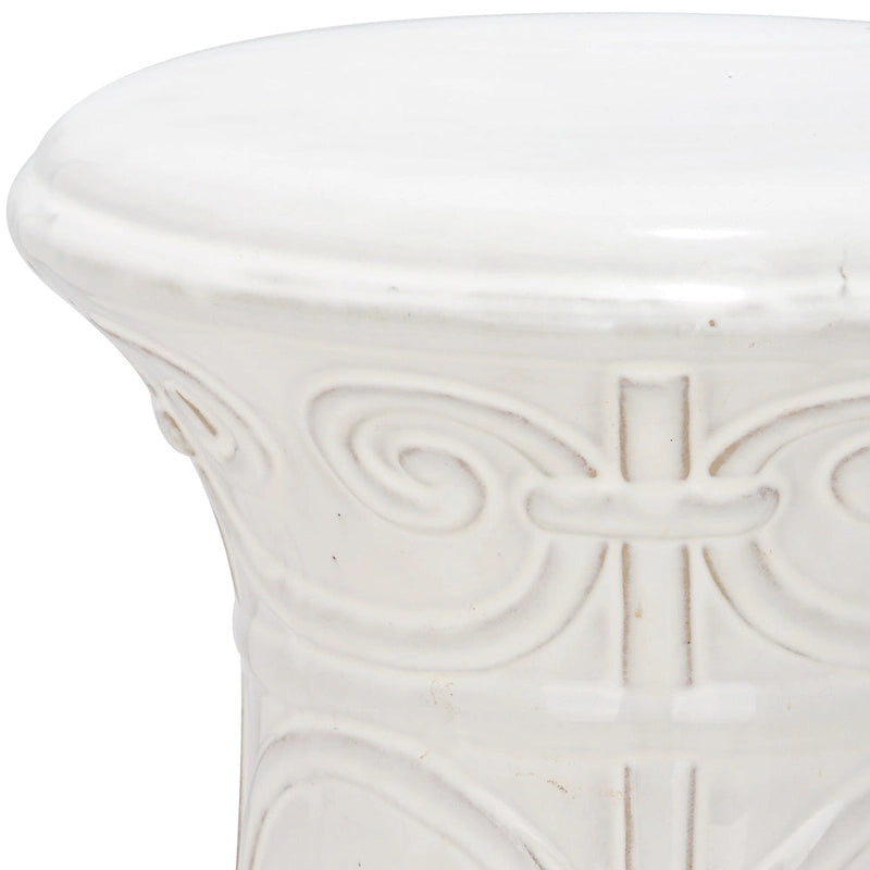 Tabouret de jardin décoratif en céramique blanc SAFAVIEH Paradise Nafiye Zoe