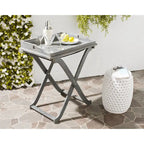 SAFAVIEH Table plateau pliante d'extérieur Anastasiia en bois d'acacia - 19Wx27Dx32H