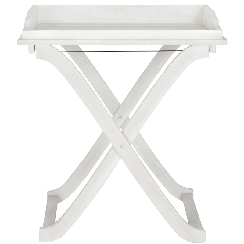 SAFAVIEH Table plateau pliante d'extérieur Anastasiia en bois d'acacia - 19Wx27Dx32H