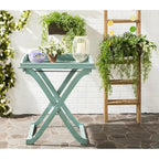 SAFAVIEH Table plateau pliante d'extérieur Anastasiia en bois d'acacia - 19Wx27Dx32H
