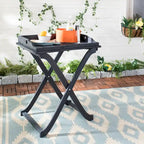 SAFAVIEH Table plateau pliante d'extérieur Anastasiia en bois d'acacia - 19Wx27Dx32H