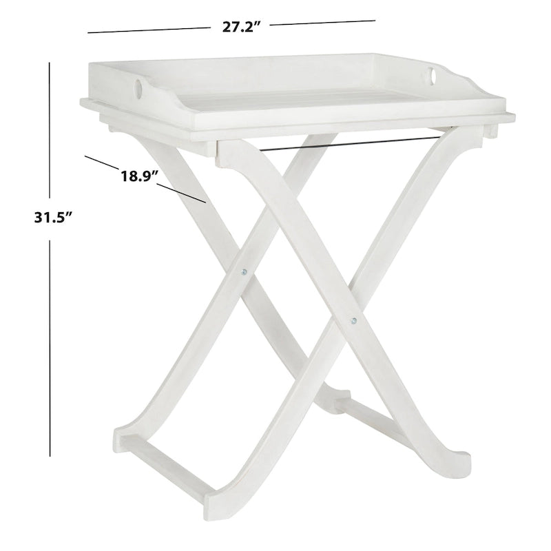 SAFAVIEH Table plateau pliante d'extérieur Anastasiia en bois d'acacia - 19Wx27Dx32H