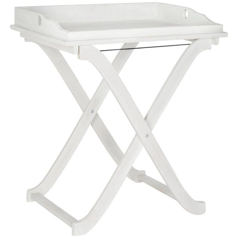 SAFAVIEH Table plateau pliante d'extérieur Anastasiia en bois d'acacia - 19Wx27Dx32H