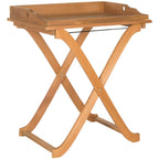 SAFAVIEH Table plateau pliante d'extérieur Anastasiia en bois d'acacia - 19Wx27Dx32H