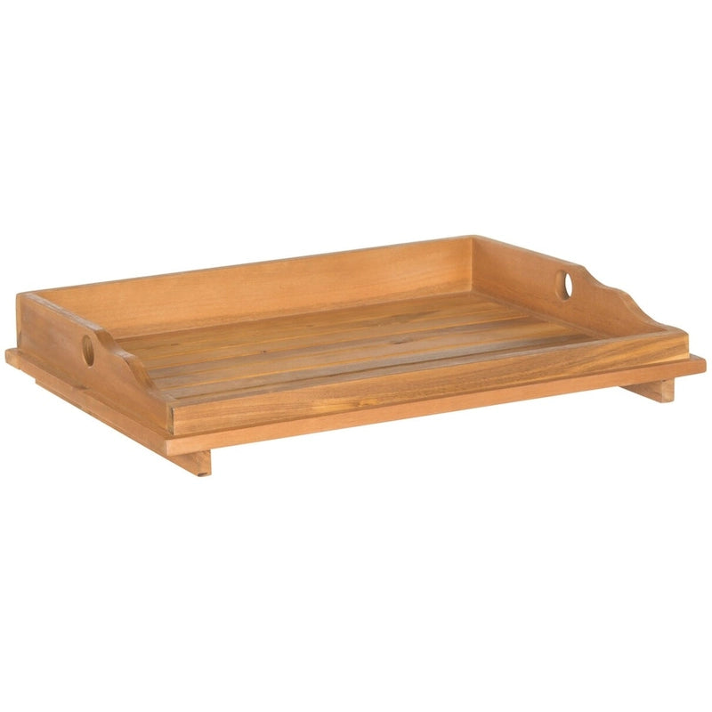 SAFAVIEH Table plateau pliante d'extérieur Anastasiia en bois d'acacia - 19Wx27Dx32H