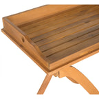 SAFAVIEH Table plateau pliante d'extérieur Anastasiia en bois d'acacia - 19Wx27Dx32H