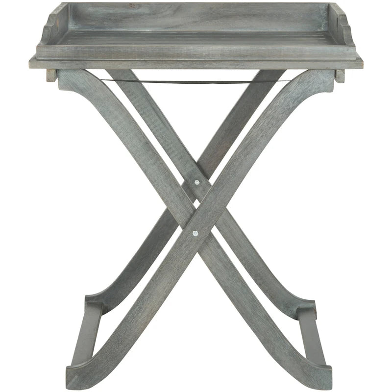 SAFAVIEH Table plateau pliante d'extérieur Anastasiia en bois d'acacia - 19Wx27Dx32H