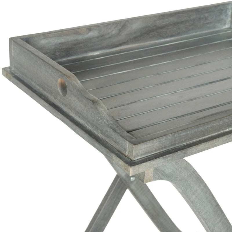 SAFAVIEH Table plateau pliante d'extérieur Anastasiia en bois d'acacia - 19Wx27Dx32H
