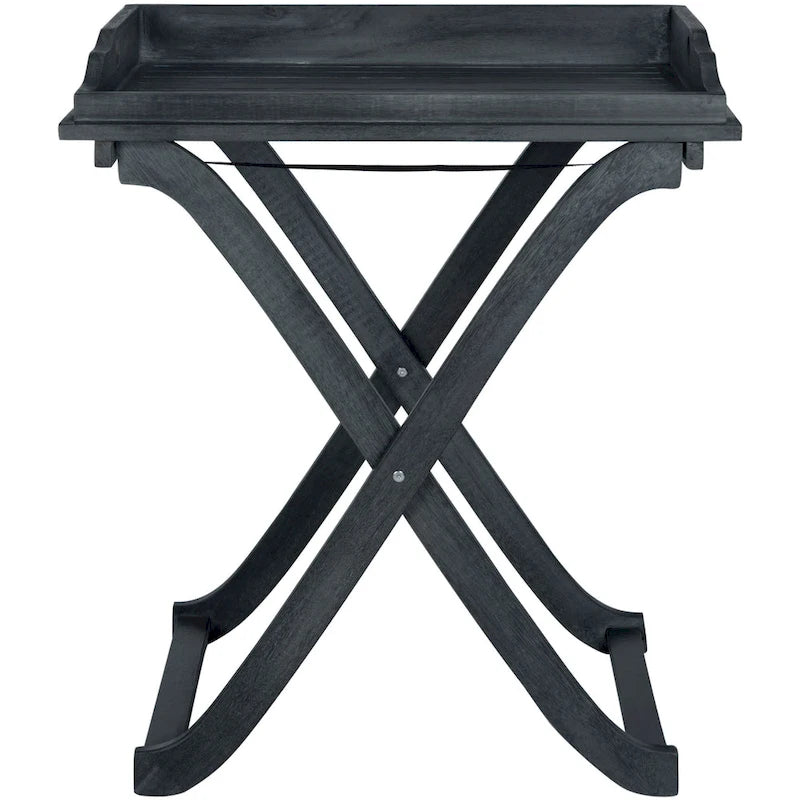 SAFAVIEH Table plateau pliante d'extérieur Anastasiia en bois d'acacia - 19Wx27Dx32H