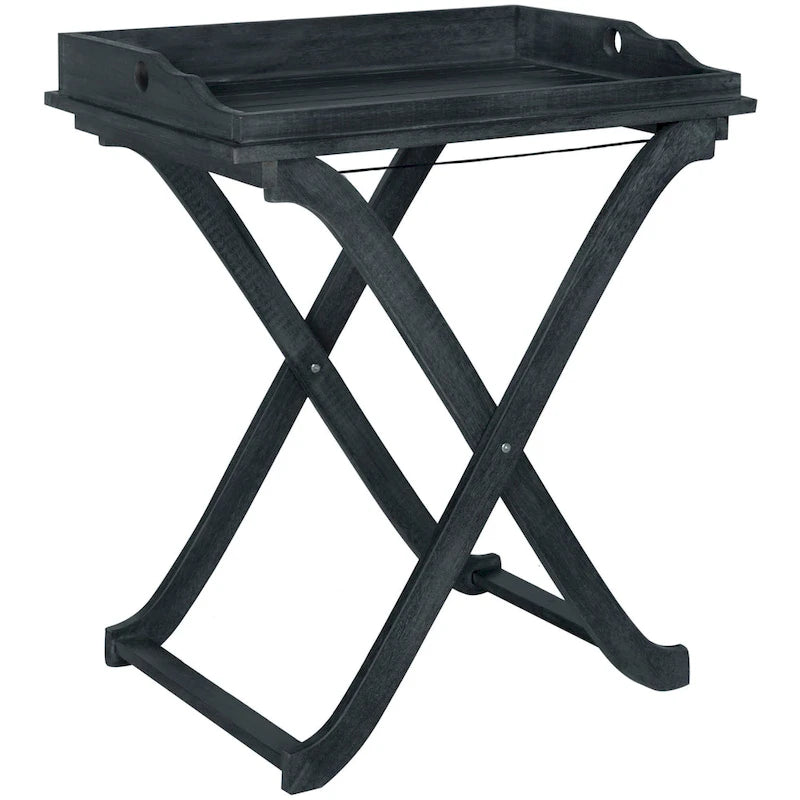 SAFAVIEH Table plateau pliante d'extérieur Anastasiia en bois d'acacia - 19Wx27Dx32H