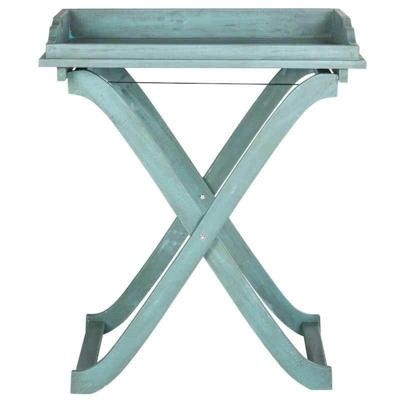 SAFAVIEH Table plateau pliante d'extérieur Anastasiia en bois d'acacia - 19Wx27Dx32H