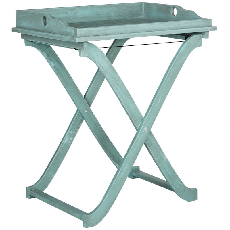 SAFAVIEH Table plateau pliante d'extérieur Anastasiia en bois d'acacia - 19Wx27Dx32H