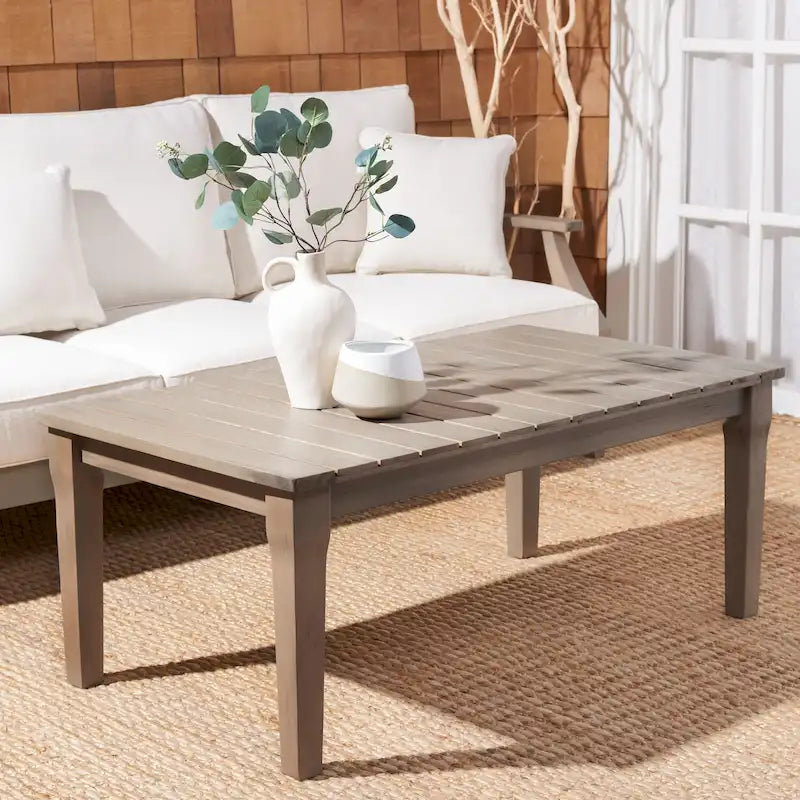 SAFAVIEH Couture Kathern, table basse de patio en bois. - 47.4 x 26.4 x 18.5 - 47L x 26P x 19H
