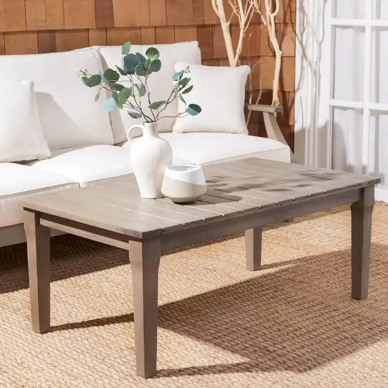SAFAVIEH Couture Kathern, table basse de patio en bois. - 47.4 x 26.4 x 18.5 - 47L x 26P x 19H