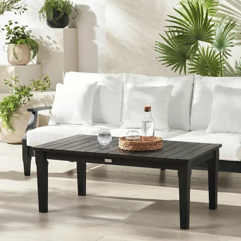 SAFAVIEH Couture Kathern, table basse de patio en bois. - 47.4 x 26.4 x 18.5 - 47L x 26P x 19H