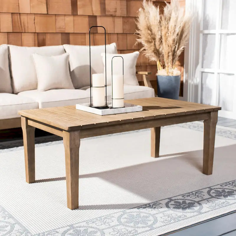 SAFAVIEH Couture Kathern, table basse de patio en bois. - 47.4 x 26.4 x 18.5 - 47L x 26P x 19H